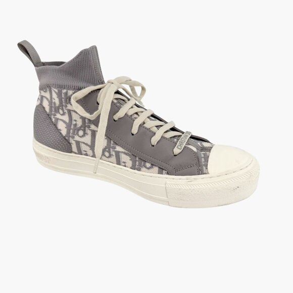 Dior Walk'n'Dior High Top Sneakers Size 39 US 9 Women's Gray Oblique Logo Sock - Picture 9 of 12